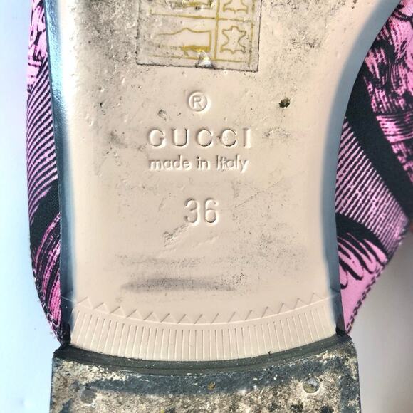 Gucci Princetown Horsebit Saint Romain Print Slip On Mules Flats 36 - Picture 7 of 8